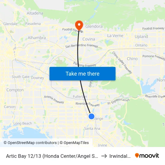 Artic Bay 12/13 (Honda Center/Angel Stadium Stop) to Irwindale, CA map