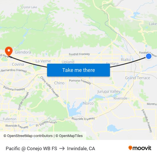 Pacific @ Conejo WB FS to Irwindale, CA map