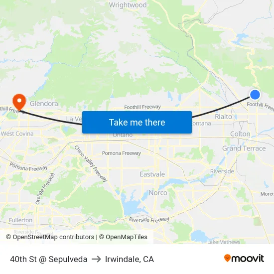 40th St @ Sepulveda to Irwindale, CA map