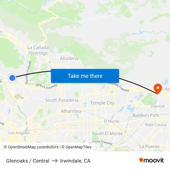 Glenoaks / Central to Irwindale, CA map