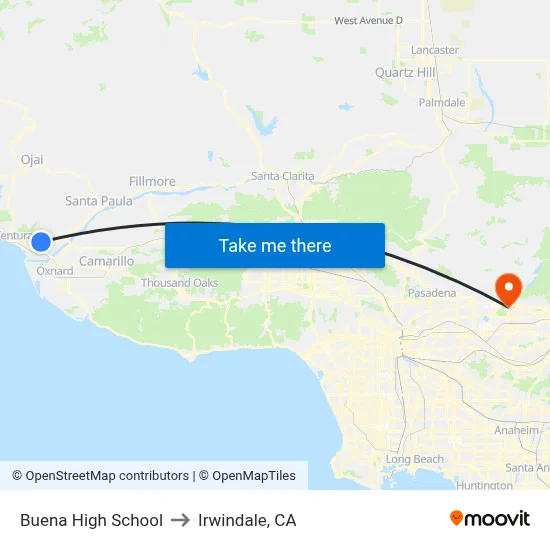 Buena High School to Irwindale, CA map