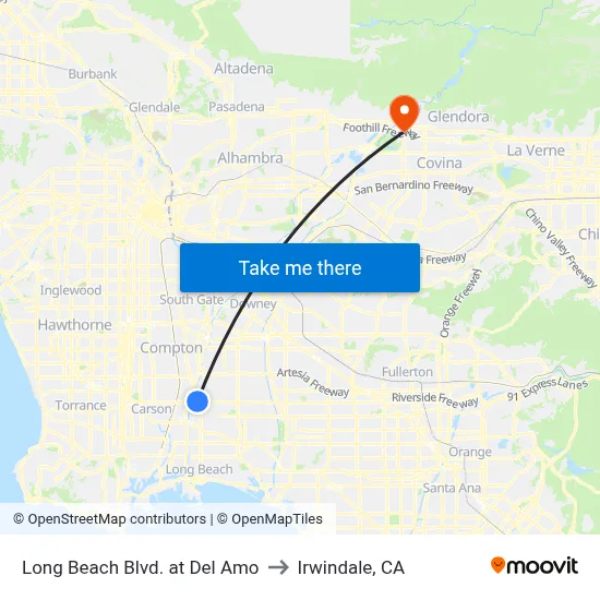 Long Beach Blvd. at Del Amo to Irwindale, CA map
