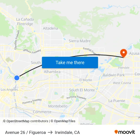 Avenue 26 / Figueroa to Irwindale, CA map