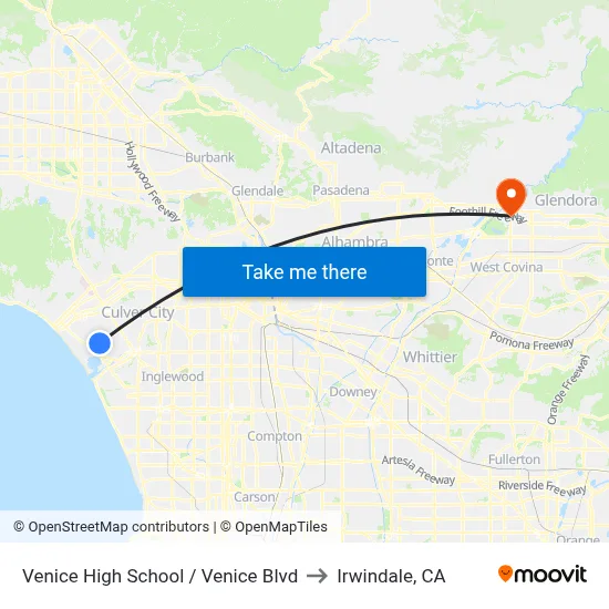 Venice High School / Venice Blvd to Irwindale, CA map