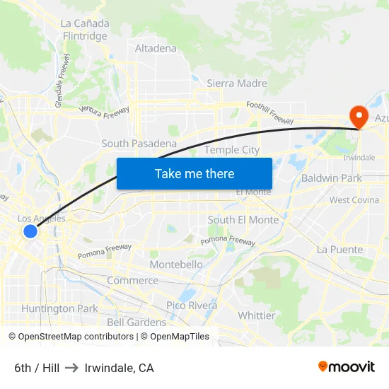 6th / Hill to Irwindale, CA map