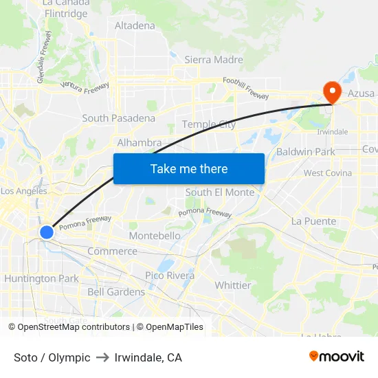 Soto / Olympic to Irwindale, CA map