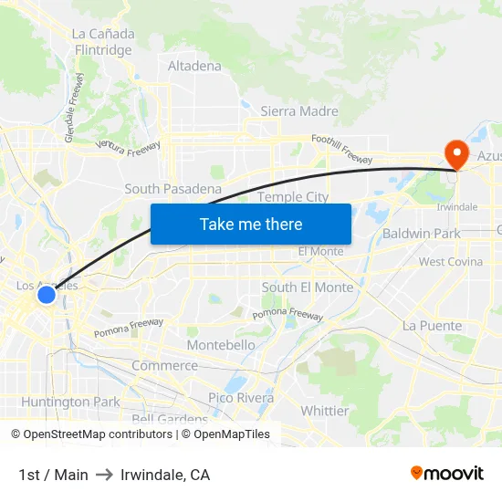 1st / Main to Irwindale, CA map