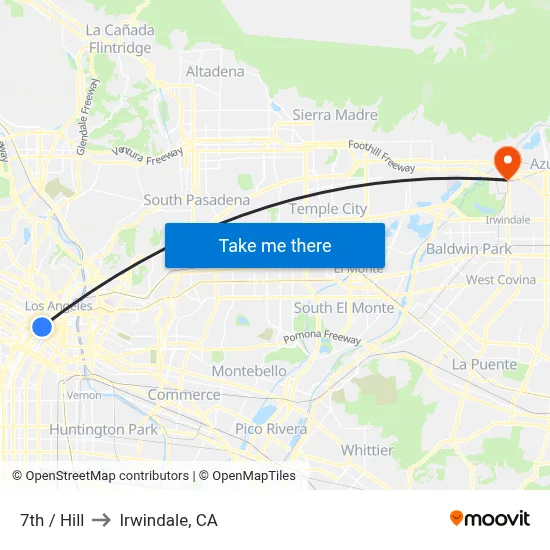 7th / Hill to Irwindale, CA map