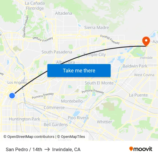 San Pedro / 14th to Irwindale, CA map