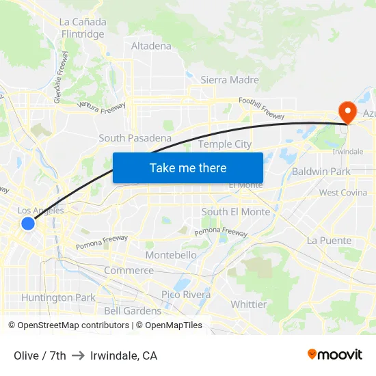 Olive / 7th to Irwindale, CA map