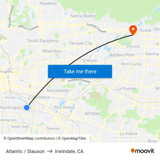 Atlantic / Slauson to Irwindale, CA map