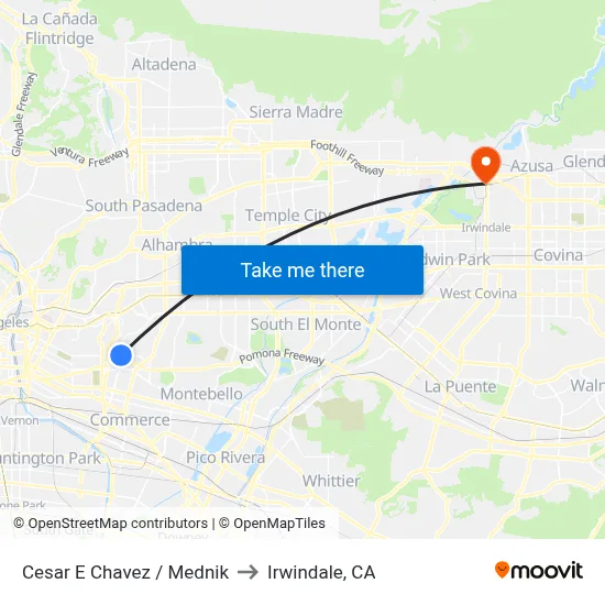 Cesar E Chavez / Mednik to Irwindale, CA map