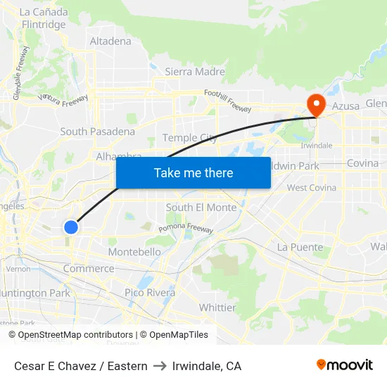 Cesar E Chavez / Eastern to Irwindale, CA map