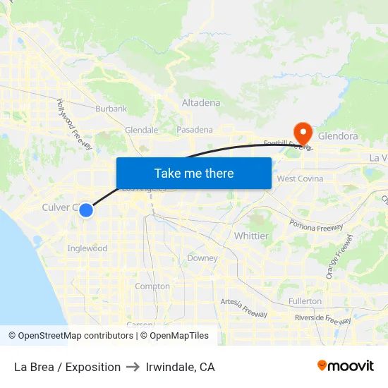 La Brea / Exposition to Irwindale, CA map