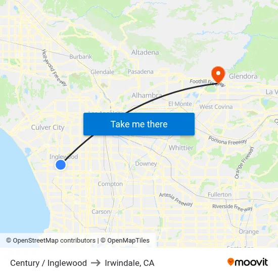 Century / Inglewood to Irwindale, CA map