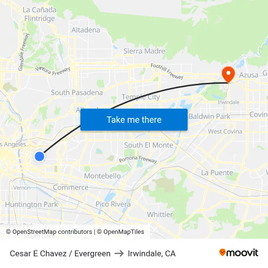 Cesar E Chavez / Evergreen to Irwindale, CA map