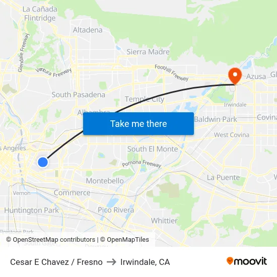 Cesar E Chavez / Fresno to Irwindale, CA map
