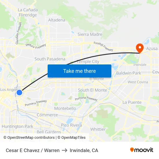 Cesar E Chavez / Warren to Irwindale, CA map