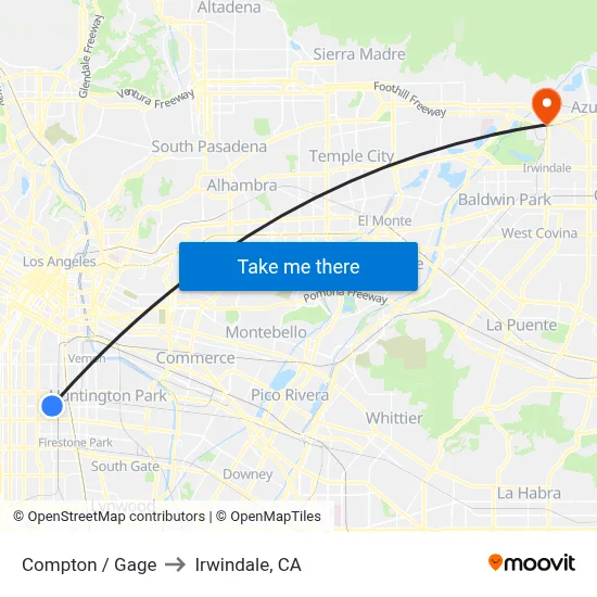 Compton / Gage to Irwindale, CA map