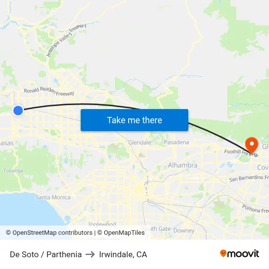 De Soto / Parthenia to Irwindale, CA map