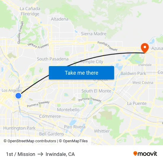 1st / Mission to Irwindale, CA map