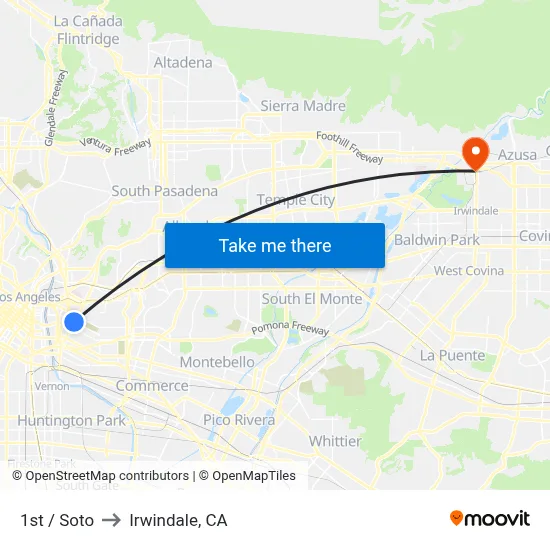 1st / Soto to Irwindale, CA map