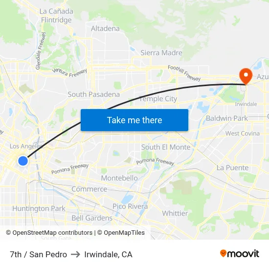 7th / San Pedro to Irwindale, CA map