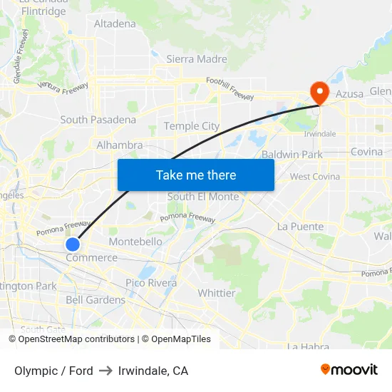 Olympic / Ford to Irwindale, CA map