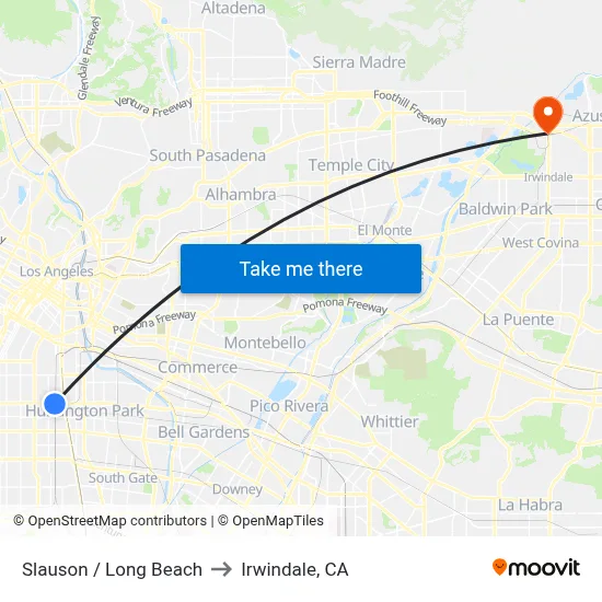 Slauson / Long Beach to Irwindale, CA map