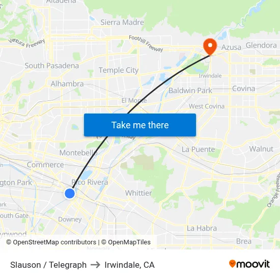 Slauson / Telegraph to Irwindale, CA map