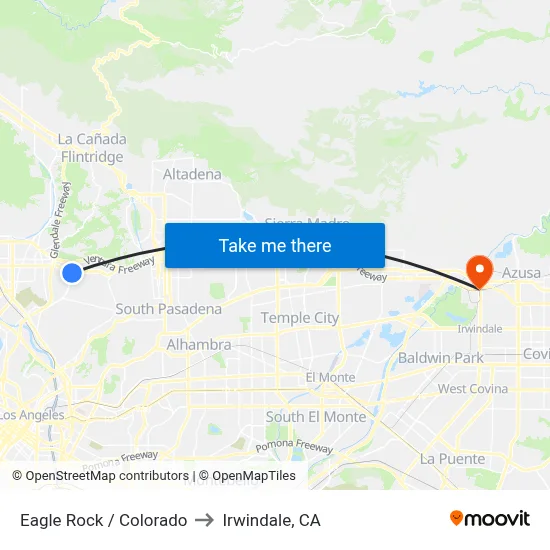Eagle Rock / Colorado to Irwindale, CA map