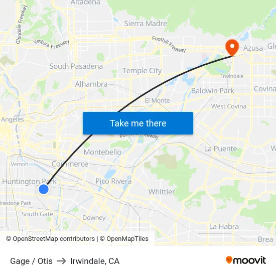 Gage / Otis to Irwindale, CA map