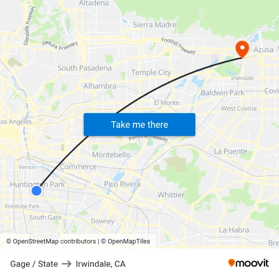 Gage / State to Irwindale, CA map