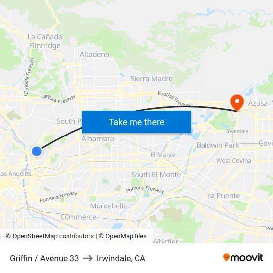 Griffin / Avenue 33 to Irwindale, CA map