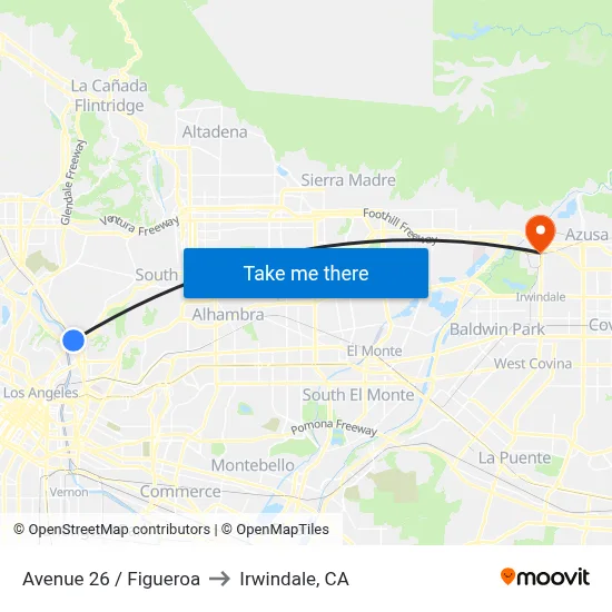 Avenue 26 / Figueroa to Irwindale, CA map