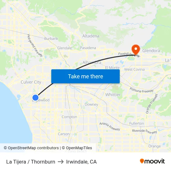 La Tijera / Thornburn to Irwindale, CA map