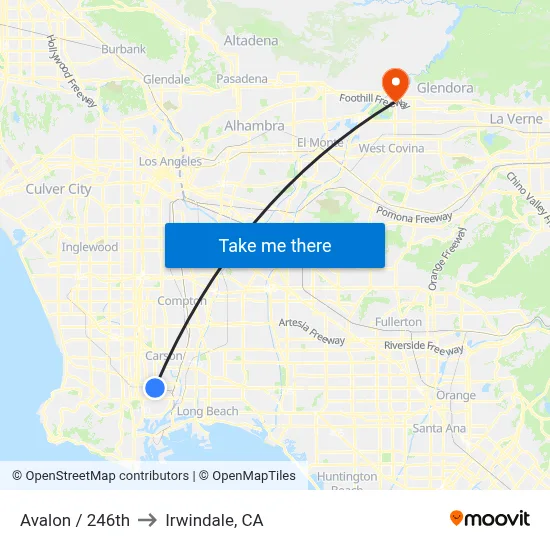 Avalon / 246th to Irwindale, CA map
