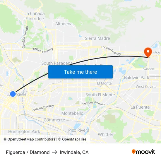 Figueroa / Diamond to Irwindale, CA map