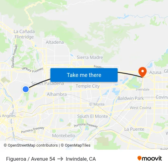 Figueroa / Avenue 54 to Irwindale, CA map