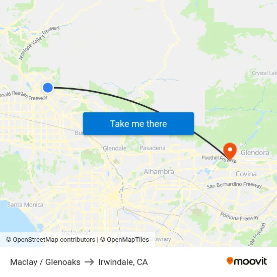 Maclay / Glenoaks to Irwindale, CA map