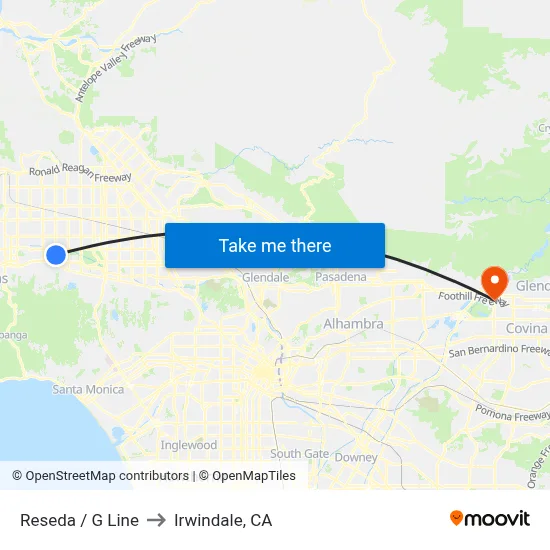 Reseda / G Line to Irwindale, CA map