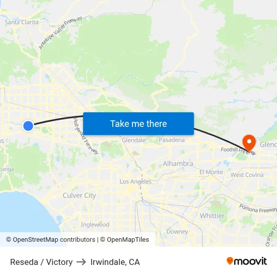 Reseda / Victory to Irwindale, CA map