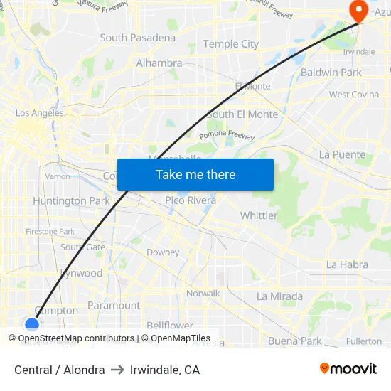 Central / Alondra to Irwindale, CA map