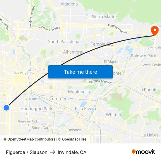 Figueroa / Slauson to Irwindale, CA map