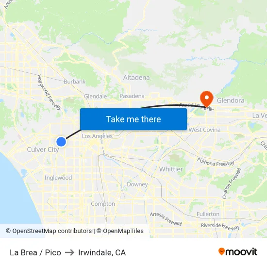 La Brea / Pico to Irwindale, CA map