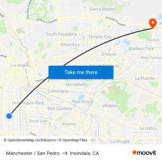 Manchester / San Pedro to Irwindale, CA map
