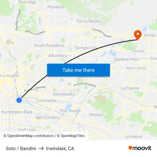 Soto / Bandini to Irwindale, CA map