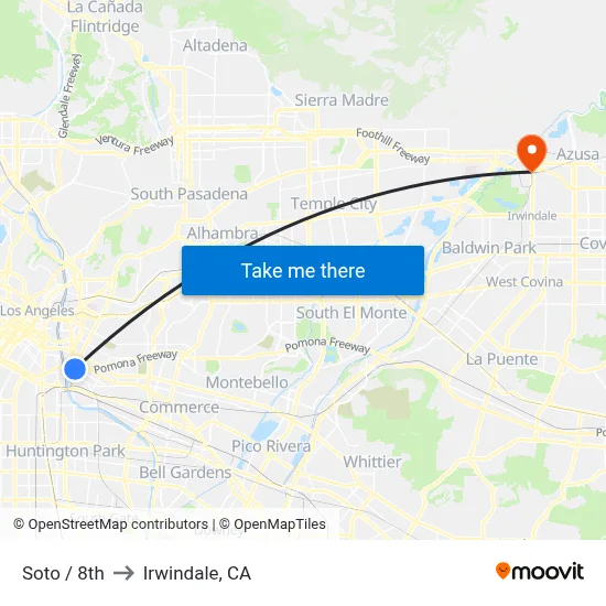 Soto / 8th to Irwindale, CA map