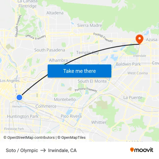 Soto / Olympic to Irwindale, CA map