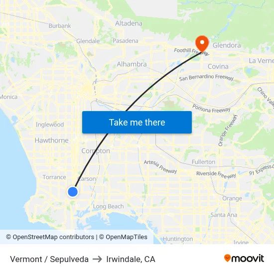 Vermont / Sepulveda to Irwindale, CA map